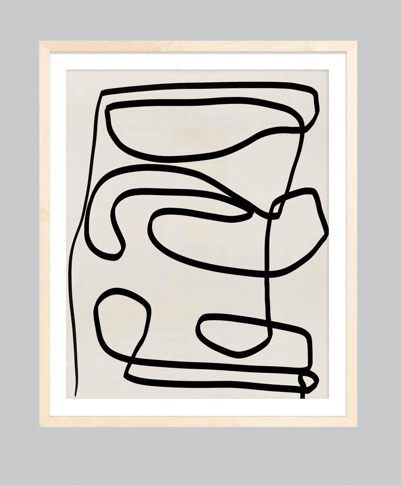 Japandi Fine Line Art Print, Midcentury Modern Abstract Wall Art, Danish Modern Home Decor image 7
