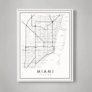 Miami Florida Neighborhood Map Print, Modern Minimal City Map, Studio Series Housewarming Gift
