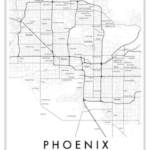 Phoenix Arizona Modern Map Giclée | Minimalist Scottsdale & Tempe Neighborhood Wall Art image 5