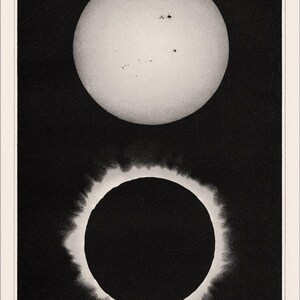 Antique Solar Eclipse Chromolithograph 1896, Large Framed Celestial Art, Victorian Astronomy image 4