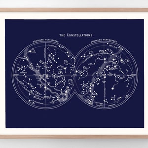 Carte céleste des étoiles avec les constellations de l'hémisphère nord