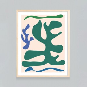 Mid Century Modern Abstract wall art, Colorful Abstract Scandinavian Danish and Nordic Cutout Organic Minimal Shapes, pastel colors