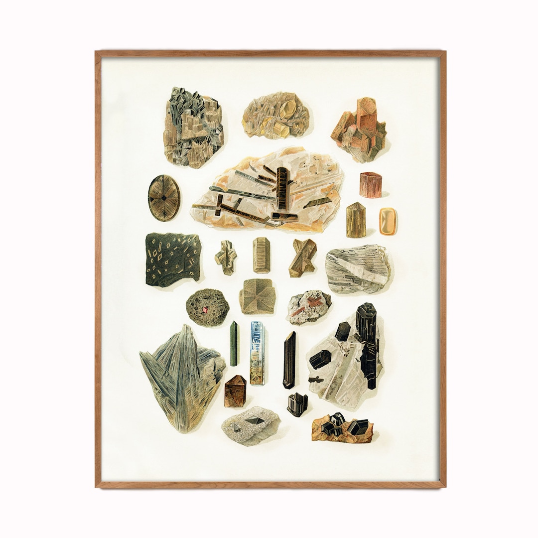 Colored Rock Art Gift for Rockhound Mineral Print Antique Etsy