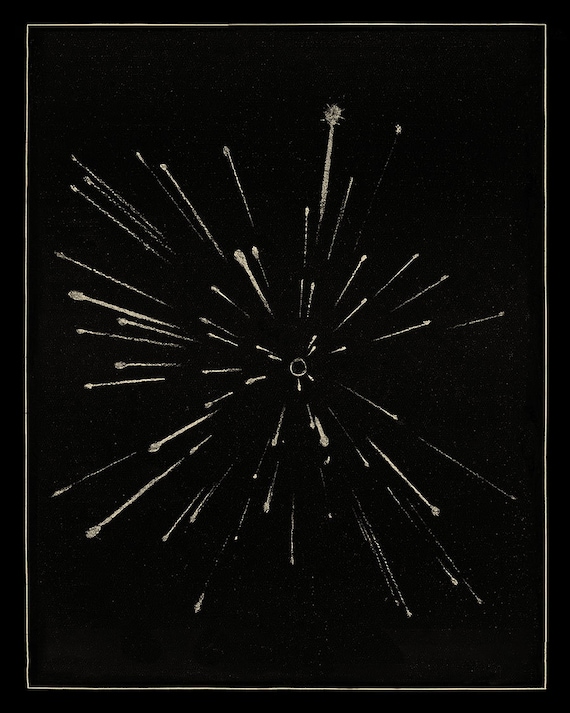 Meteor Shower Art, Meteor Print, Antique Meteor Art, Minimal Line