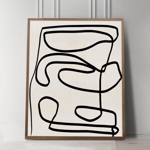 Japandi Fine Line Art Print, Midcentury Modern Abstract Wall Art, Danish Modern Home Decor image 3