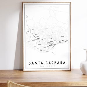 Santa Barbara Map Print, Modern Minimal Neighborhood Map, California Studio City Map Series