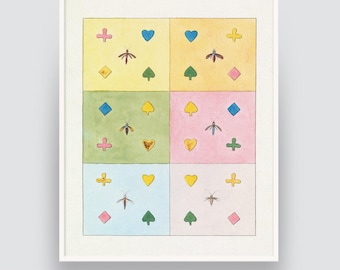 Antique 18th Century Color Theory Charms Print, Pastel Coquette Wall Art, Gift for Her
