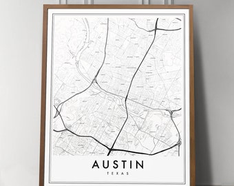 Austin Map Print, Austin Map Poster, City Map Print, Austin Map art, Map of Austin, Austin Texas neighborhood map