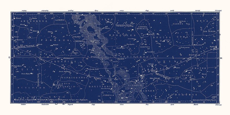 Constellation Print Set, Unframed, Constellation Map Set of 2, Constellation Poster Set, Star Map Set, Star Chart, Astronomy Poster image 4