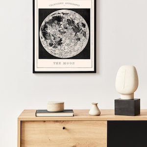 Decoración vintage con estampado de la luna, póster de astronomía con estampado de las fases lunares, lámina artística de la luna, regalos de astronomía, decoración para habitaciones infantiles. imagen 1