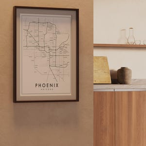 Phoenix Arizona Modern Map Giclée | Minimalist Scottsdale & Tempe Neighborhood Wall Art image 8