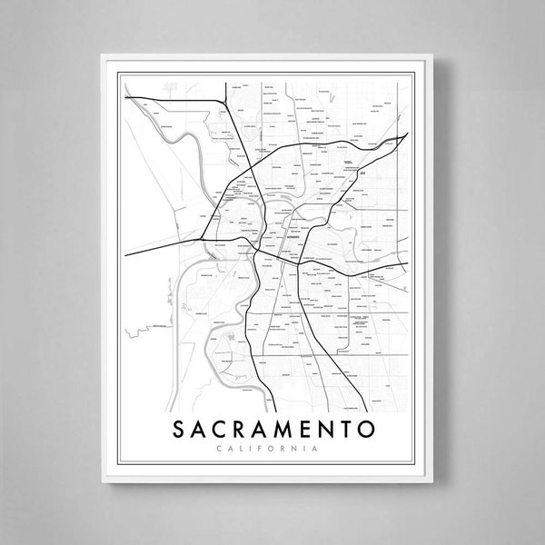 Sacramento Map Print, Sacramento Map Poster, City Map Print, Sacramento Map art, Map of Sacramento, Sacramento California neighborhood map