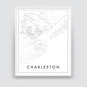 Charleston Map Print, Charleston Map Poster, City Map Print, Charleston Map art, Map of Charleston South Carolina neighborhood map