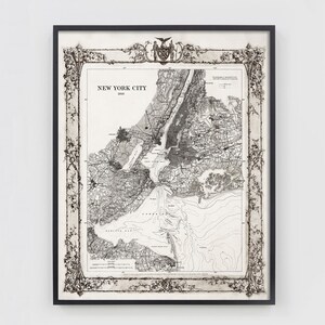 Impression de carte de New York, affiche de carte de New York, impression de carte de Manhattan antique, carte de New York, art mural historique de New York, décoration d'intérieur