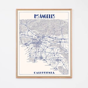 Los Angeles map Framed Canvas print , Los Angeles city poster, Map of Los Angeles Wall Decor, Housewarming gift, LA City Map wall art print
