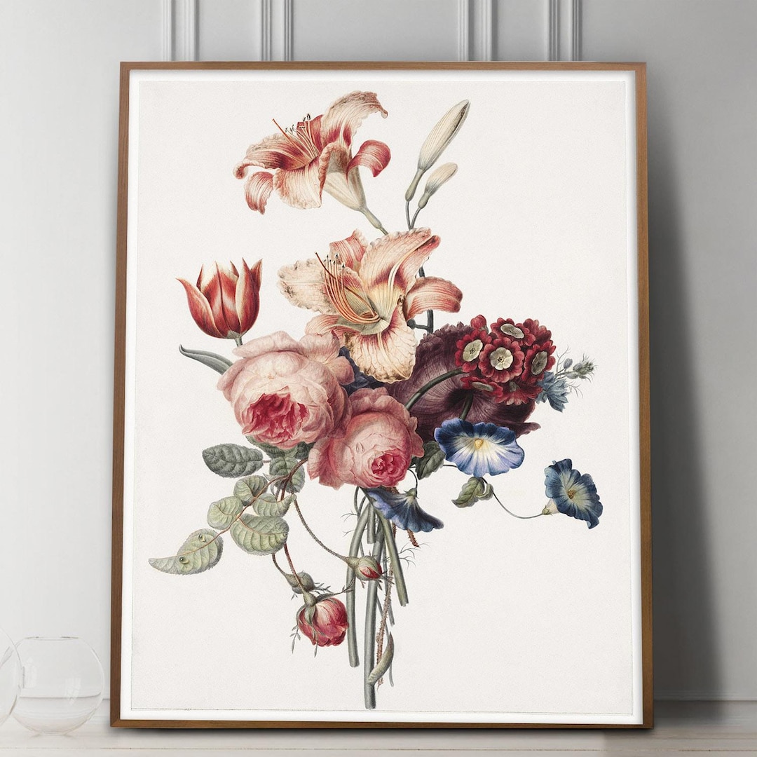 Antique Dutch Floral Still Life 17th Century, Victorian Flower