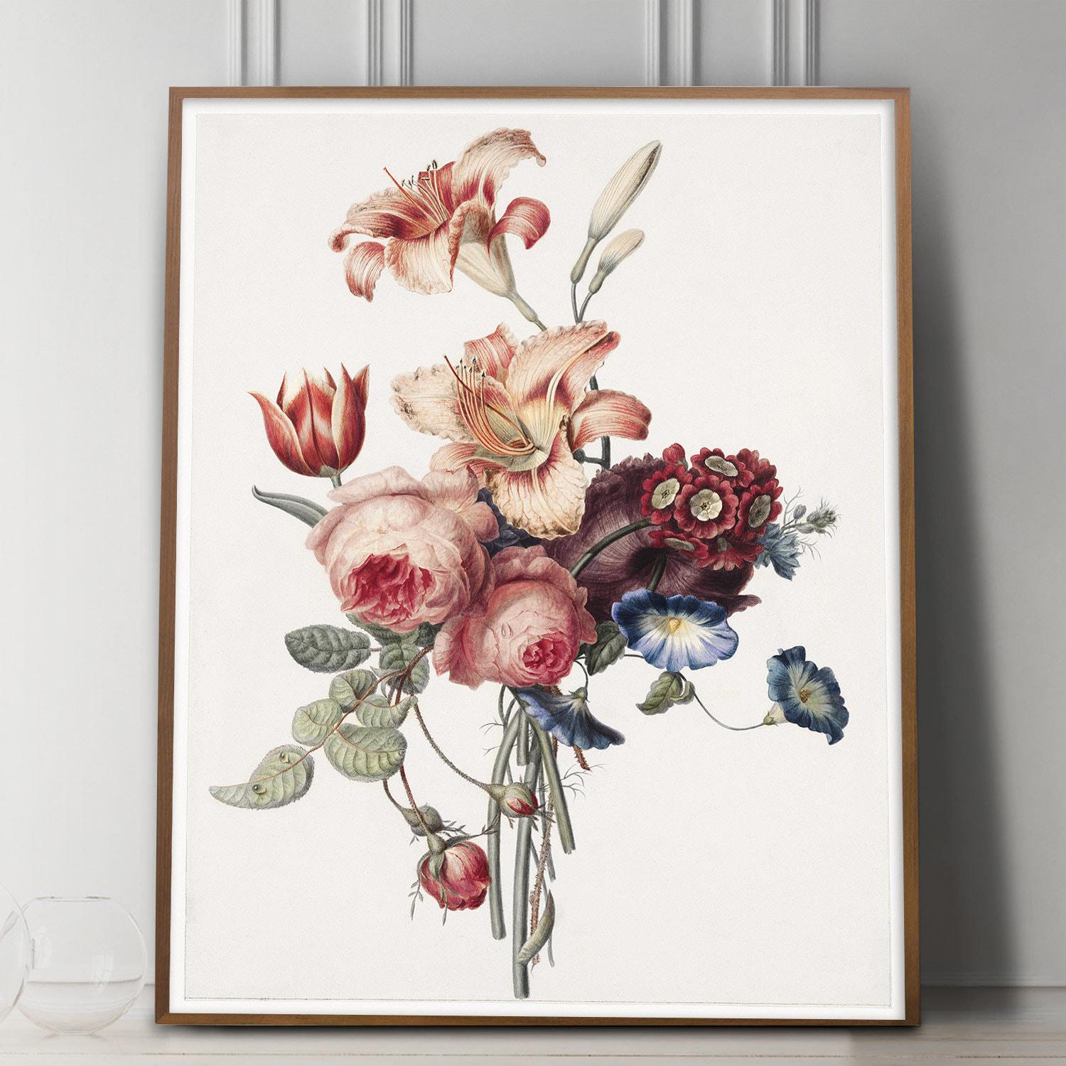 Antique Dutch Floral Still Life 17th Century, Victorian Flower