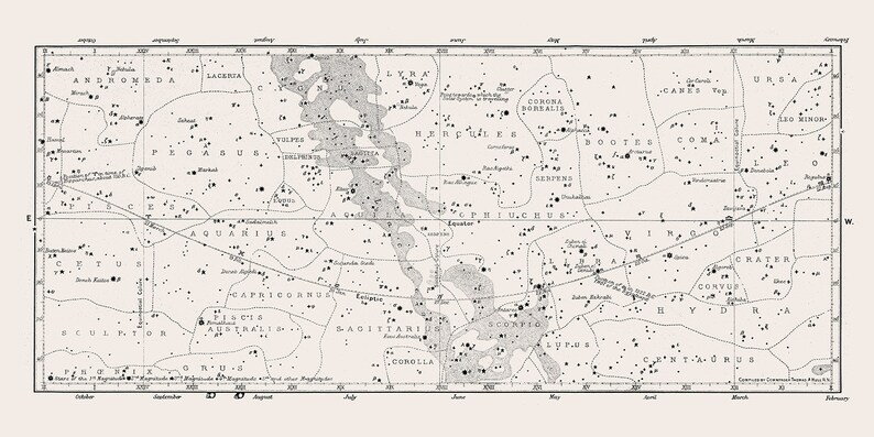 Constellation Print Set, Unframed, Constellation Map Set of 2, Constellation Poster Set, Star Map Set, Star Chart, Astronomy Poster Antique White
