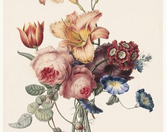 Antique Dutch Floral Still Life 17th Century, Victorian Flower