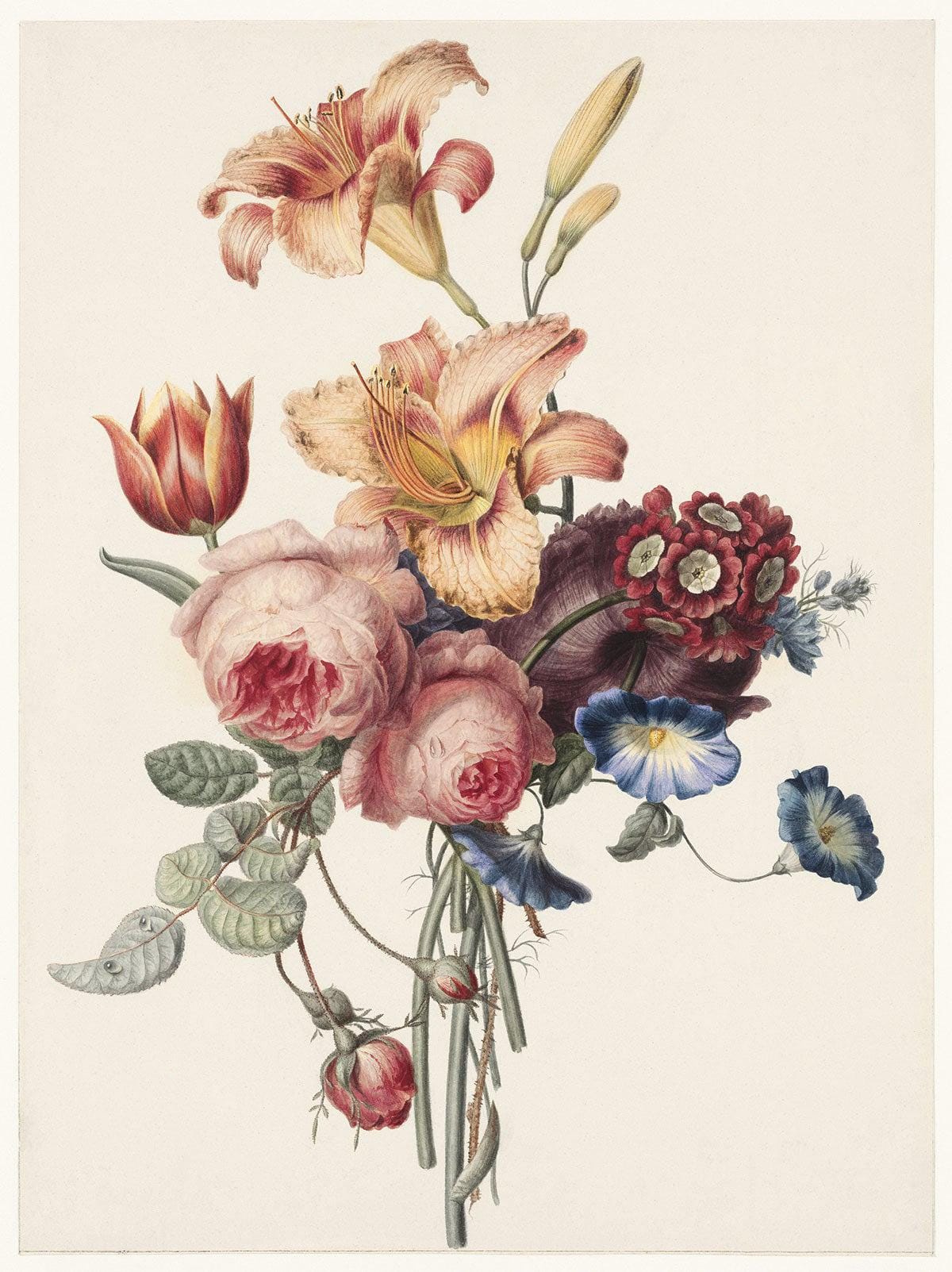 Antique Dutch Floral Still Life 17th Century, Victorian Flower