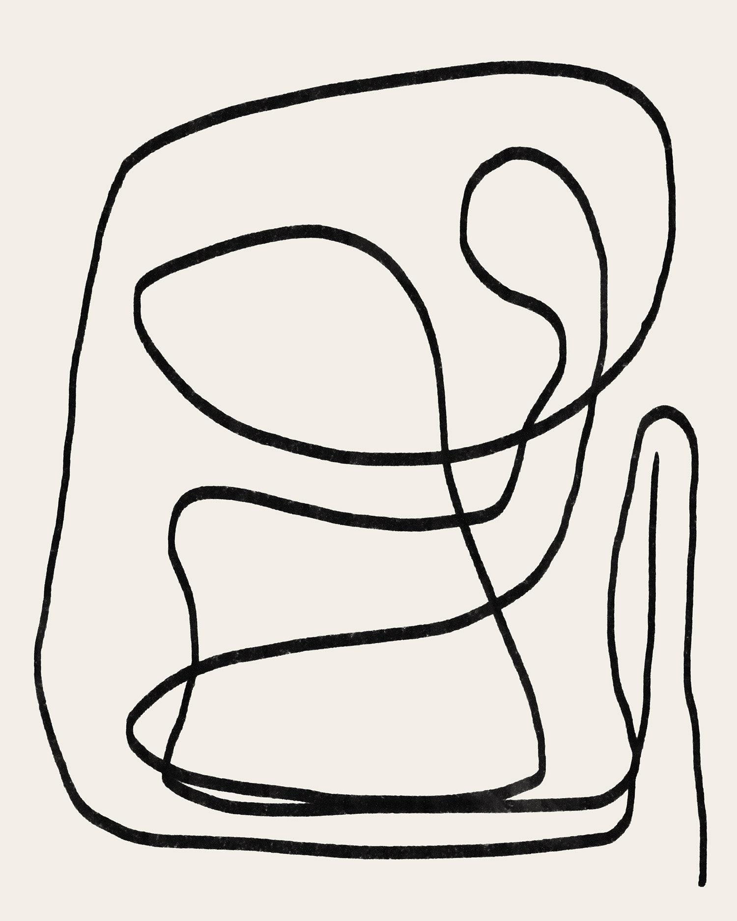 Japandi Wall Art, Large Abstract Fine Line Art Print, Midcentury Modern ...