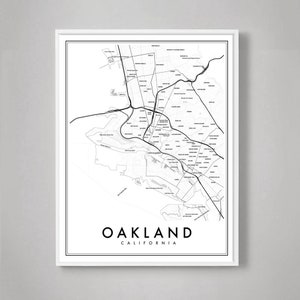 Oakland Map Print, Oakland Map Poster, City Map Print, Oakland Map art, Map of Oakland, Oakland CA neighborhood map, Bay Area