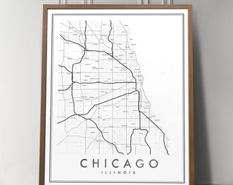 Chicago Viertel Poster, Chicago Karte Druck, Chicago Wandkunst, Chicago Karte Poster, Stadt Karte Druck, Chicago Karte Kunst, Karte von Chicago