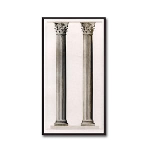 Classical Wall Art, Antique Architecture Print, Ancient Rome, Large Vertical Architectural Column, Home Decor image 1