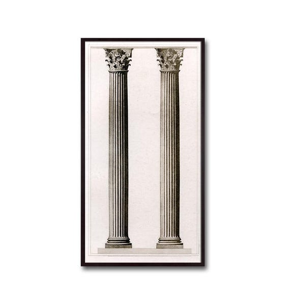 Classical Wall Art, Antique Architecture Print, Ancient Rome, Large Vertical Architectural Column, Home Decor