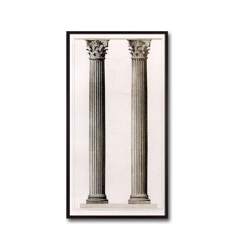 Classical Wall Art, Antique Architecture Print, Ancient Rome, Large Vertical Architectural Column, Home Decor image 1