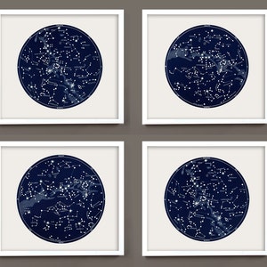 Celestial Art Package, 6 Print set Gallery Wall, Constellations Art, Constellation Maps, Circle Wall Art, Gallery Wall, Art Wall package image 2