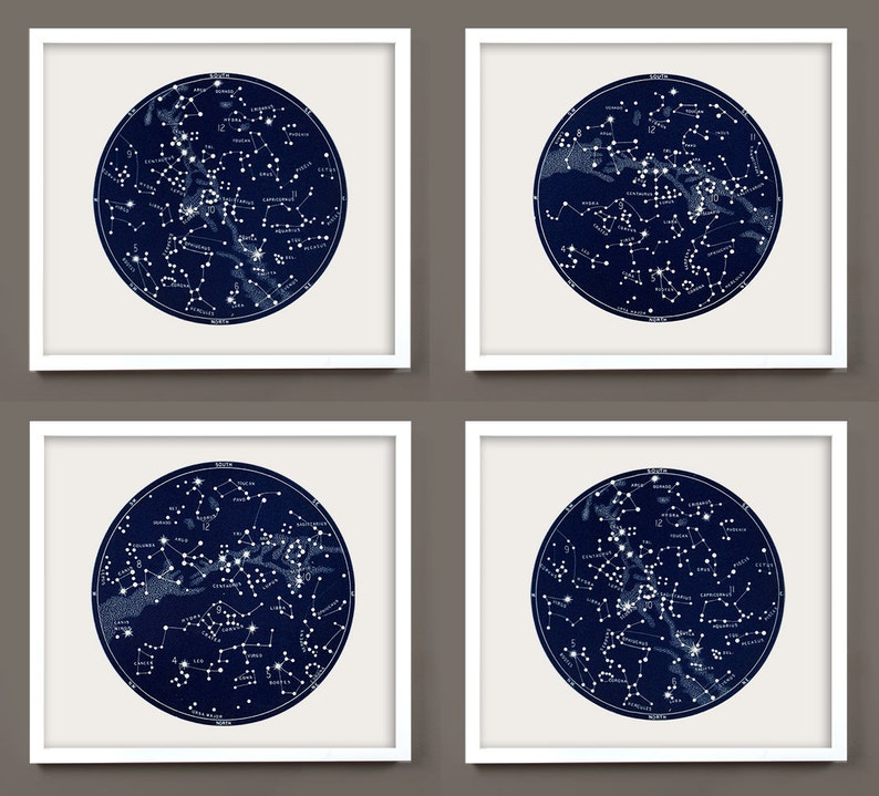 Celestial Art Package, 6 Print set Gallery Wall, Constellations Art, Constellation Maps, Circle Wall Art, Gallery Wall, Art Wall package image 2