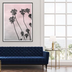 Pink Art, Los Angeles Photography, Beach House Art, Pink coastal wall art Surf Decor, Sunset photography Hollywood Regency, Hollywood Palm image 1