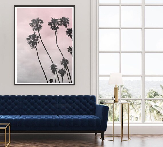 Pink Art, Los Angeles Photography, Beach House Art, Pink coastal wall art Surf Decor, Sunset photography Hollywood Regency, Hollywood Palm