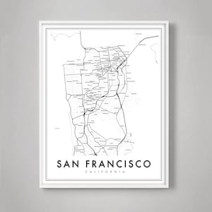 San Francisco Map Wall Art Print, San Francisco Map Poster, City Map Print, San Francisco Map art, Map of San Francisco