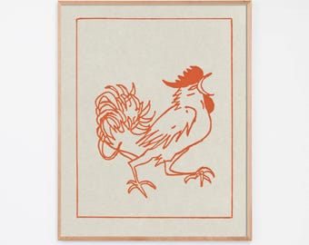 Retro Kitchen Art with Chicken Print, Vintage Farm Art, Americana Decor, Chicken gift