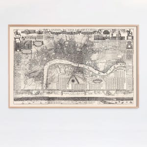 London Map Wall Art, Vintage Map of London, Large map of London Print, Antique London decor