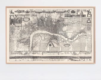 London Map Wall Art, Vintage Map of London, Large map of London Print, Antique London decor