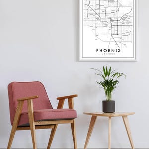 Phoenix Arizona Modern Map Giclée | Minimalist Scottsdale & Tempe Neighborhood Wall Art image 10