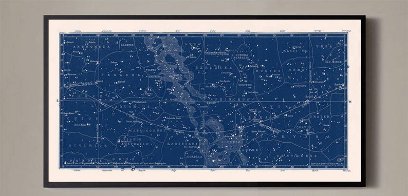 Constellation Print Set, Unframed, Constellation Map Set of 2, Constellation Poster Set, Star Map Set, Star Chart, Astronomy Poster Navy Blue