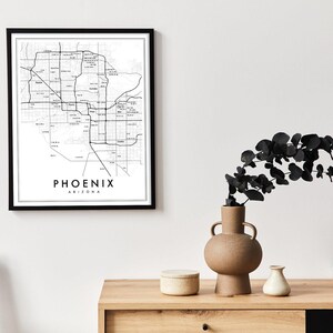 Phoenix Arizona Modern Map Giclée | Minimalist Scottsdale & Tempe Neighborhood Wall Art image 6