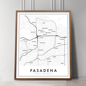 Pasadena Map Print, Modern Minimal Neighborhood Map, Studio City Map Series Housewarming Gift