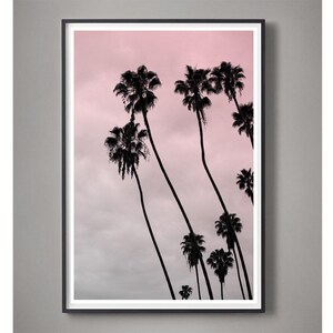 Pink Art, Los Angeles Photography, Beach House Art, Pink coastal wall art Surf Decor, Sunset photography Hollywood Regency, Hollywood Palm image 2