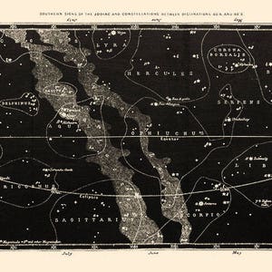 Star Map Print Set, Constellation Map Set of 2 prints, Vintage Astronomy Map Set, Celestial Print Set, Constellation Set of nautical prints image 4