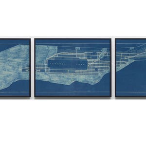 Large Vintage Manhattan Blueprint Map 1915, Central Park and New York City Restored Print