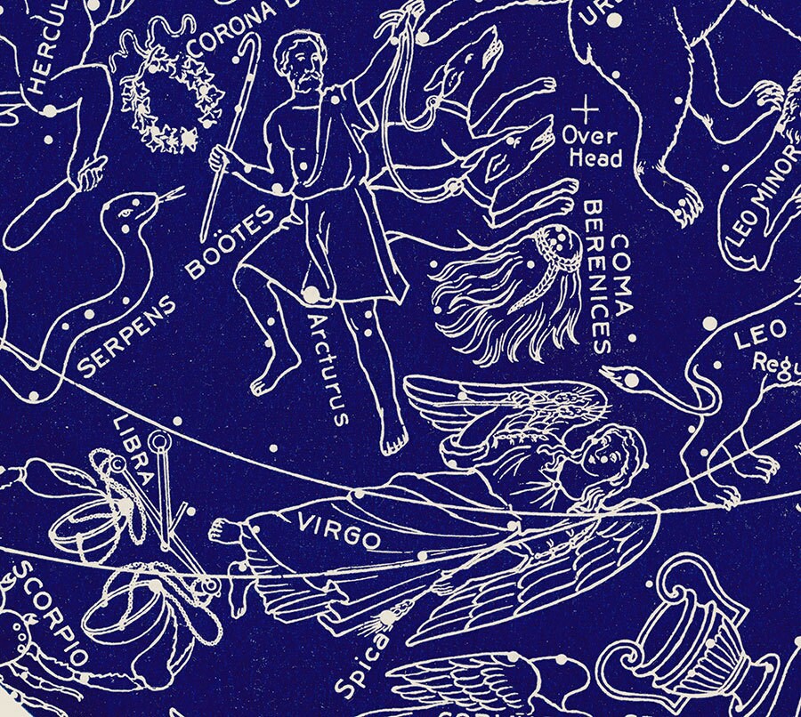 Pink Constellation Print Rose Art Star Chart Zodiac Signs | Etsy