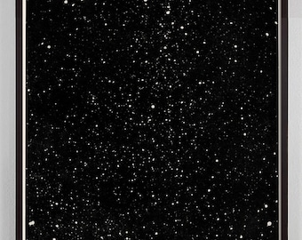 Stars Galaxy Art Antique Print in Black, Milky Way Antique Astronomy