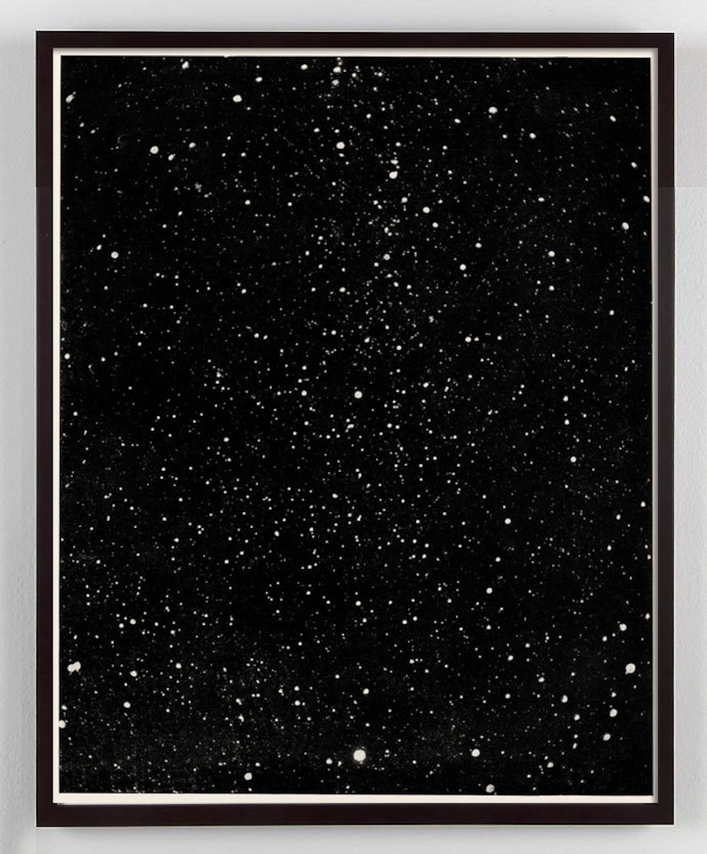 Stars Galaxy Art Antique Print in Black, Milky Way Antique Astronomy image 1