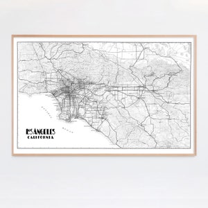 Grande impression de carte de Los Angeles comprenant les comtés de Ventura, de LA, de San Bernadino, de Riverside et d'Orange