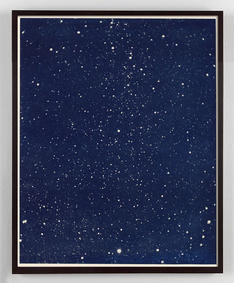 Stars Galaxy Art Antique Print in Black, Milky Way Antique Astronomy image 2